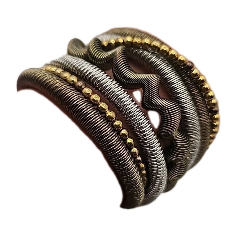 Industrial Modernist Metallic Twisted Wire Mixed Metal Vintage Wrap Bracelet